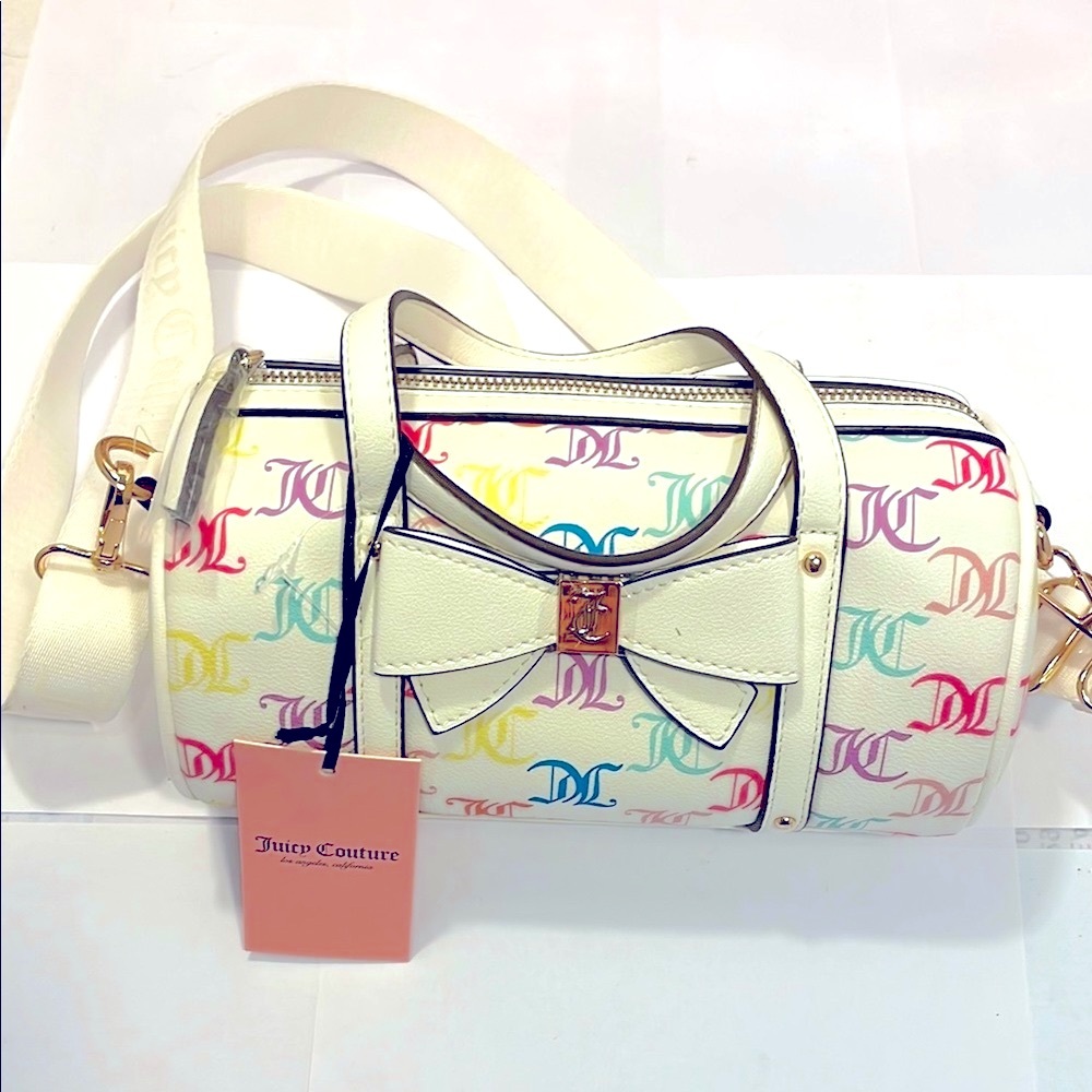 NWT Juicy Couture Multicolor Monogram White Top Handle Crossbody Bags - Picture 2 of 15